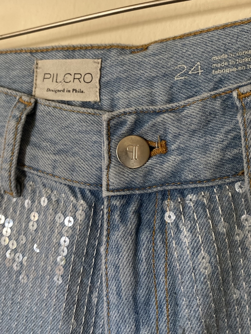 PILCRO By Anthropologie | Sequin High-Rise Wide Leg Jeans - Picture 15 of 16